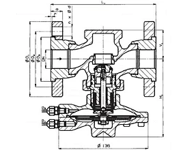 Чертеж Регулятор давления фланцевый RD122D Ду15 Ру25
