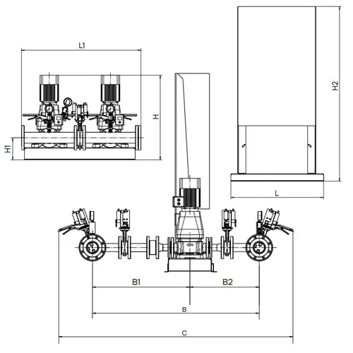 Насосная станция CNP PFFS2 CDM42-2-2S16S CDM1-7 поверхностная, корпус - чугун, мощность одного насоса - 5.5кВт, 380В Насосная станция CNP PFFS2 CDM42-2-2S16S CDM1-7 поверхностная, корпус - чугун, мощность одного насоса - 5.5кВт, 380В