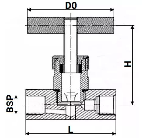 Клапан игольчатый VN3131M-T-Ht 1/4″ Ду8 Ру400 резьбовой, корпус - нержавеющая сталь 304, уплотнение - металл, с Т-образной рукояткой