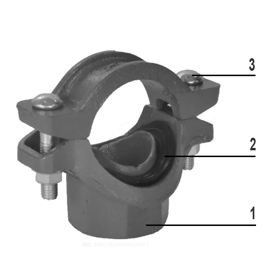 Отвод (седелка) LEDE XGQT04 Ду50x15 (Дн60x1/2″) Ру20 резьбовой грувлок, чугунный