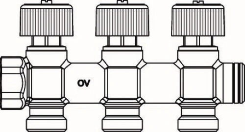 Коллектор Oventrop Multidis R 3/4″x3/4″x3 Ду20 Py10 из бронзы, с функцией отключения и вентилями Коллектор Oventrop Multidis R 3/4″x3/4″x3 Ду20 Py10 из бронзы, с функцией отключения и вентилями