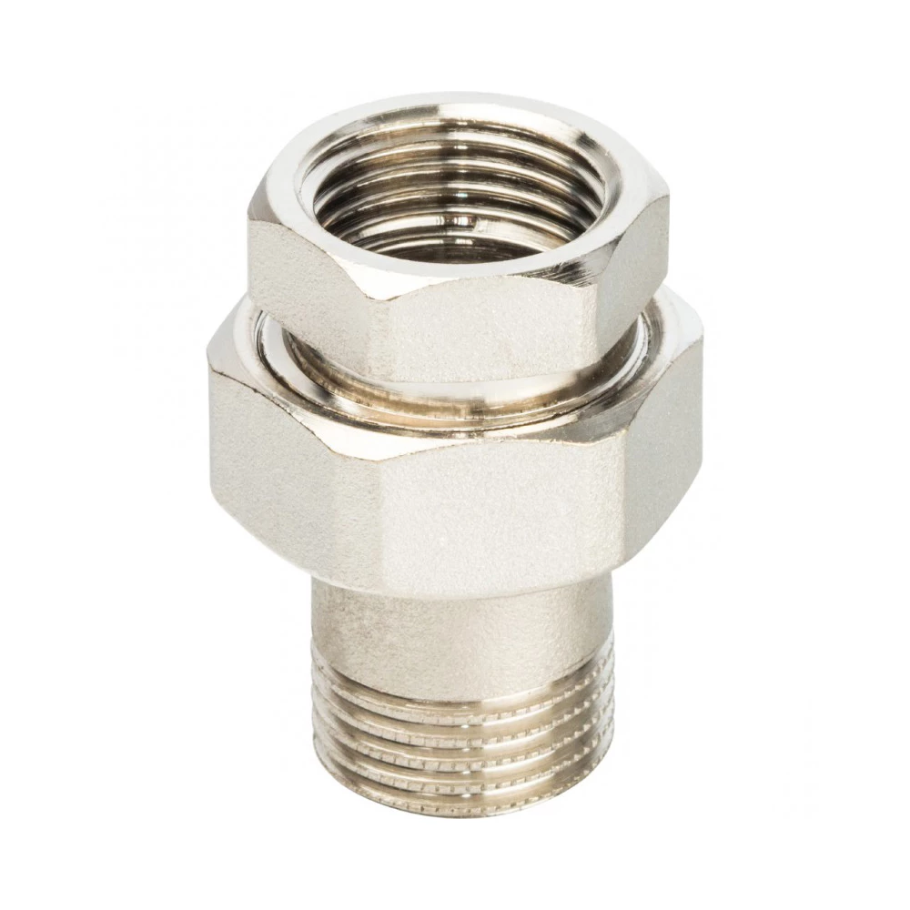 Соединитель латунный Remsan Ду20 Ру16 ВР/НР прямой разъемный никелированный внутренняя / наружная резьба
