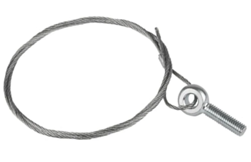 Трос стальной EKF с рым-болтом М8 длина - 1 м, диаметр троса - 2 мм, F max (N) - 500 кг, материал - сталь