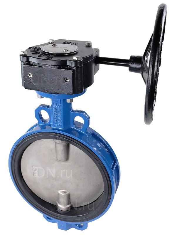 Затвор дисковый поворотный Tecofi VPI 4449-08 Ду150 Ру16 межфланцевый, корпус - ковкий чугун EN-GJS-500-7, диск - нержавеющая сталь CF8M, уплотнение - EPDM, с редуктором