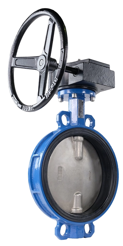 Затвор дисковый поворотный Tecofi VPI 4449-08 Ду150 Ру16 межфланцевый, корпус - ковкий чугун EN-GJS-500-7, диск - нержавеющая сталь CF8M, уплотнение - EPDM, с редуктором